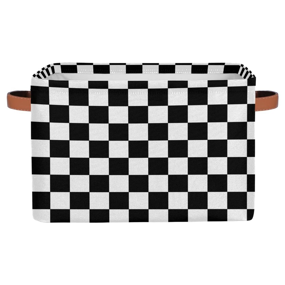Ackutea Nursery Decor Storage Bins - Checkered Large Collapsible Rectangle Shelf Closet Organizer Baskets for Kids Dirty Clothes, Bedroom,Bathroom,Toy Bin,Gift Basket