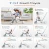 7-in-1 Tricycle for Toddlers 1-3 Years, Foldable Baby Trike Stroller with Steering Push Handle, Gift for Boys Girls 12 Months to 6 Years- Blue view 3