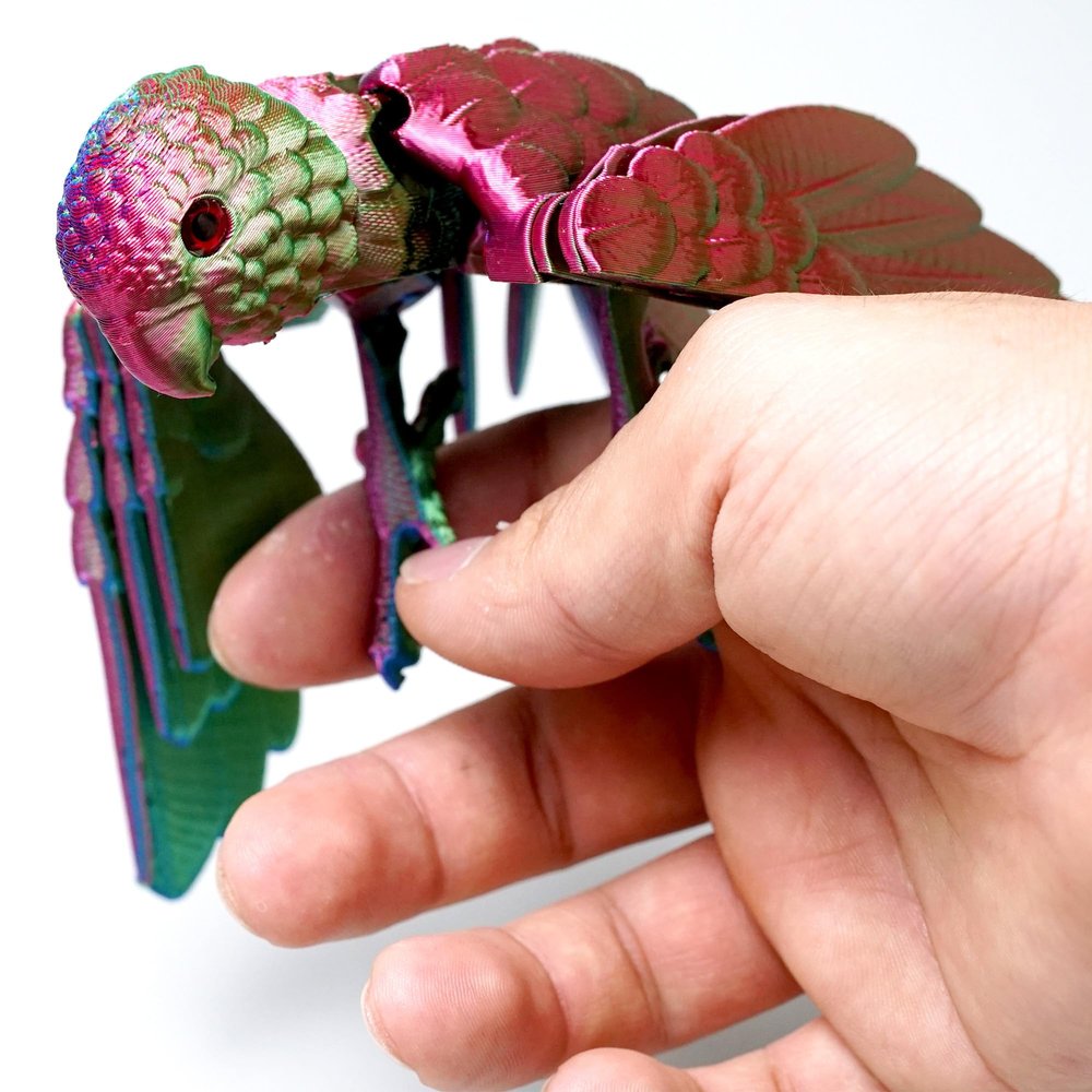 3D Printed Parrot Fidget Toys,Bird with Flexible Wing,Threedee Printing Animals Stuff,Home Office Decor Skeleton Dragon,Festival Gifts Action Figures,3-D Prints Little Live Pets (ColorfulA)