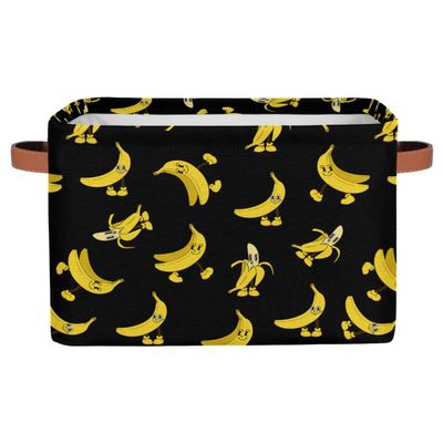 Ackutea Nursery Decor Storage Bins - Banana Large Collapsible Rectangle Shelf Closet Organizer Baskets for Kids Dirty Clothes, Bedroom,Bathroom,Toy Bin,Gift Basket