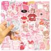 100PCS Pink Paradise Aesthetic Stickers,Pink Girl Cute Bow Tie Decals Vinyl Junk Journaling Coquette Stickers for Water Bottle Laptop (Pink Paradise) view 3