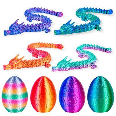 3Dgenius 4Pcs 3D Printed Dragon Eggs Mini Dragon Eggs with 8.86inch Dragon Inside 3D Printed Toys Dragon Toys for Kid & Adults, Easter Home Decor, 4Pack1