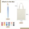 Kronabelle Little Ones Reusable Handbags, Arts & Crafts Small Sack Goody Bags, 24 Pcs Mini Canvas Tote Bags, DIY Blank Canvas Bags, with 12-Color Acrylic Paint Set view 3