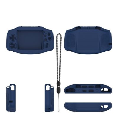 Silicone Protective Case for ANBERNIC RG34XX Game Console Simple Solid Color Case with Lanyard,Anti-Scratch,Dust-Proof and Shockproof (Blue)