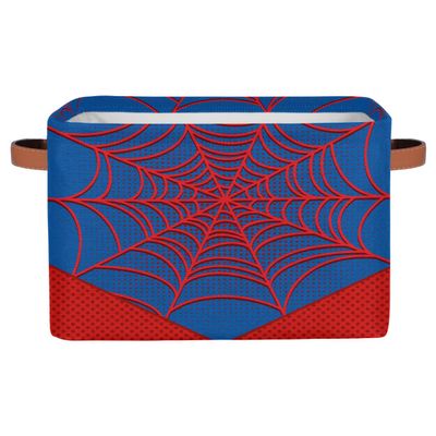 Ackutea Nursery Decor Storage Bins - Blue Spider Web Large Collapsible Rectangle Shelf Closet Organizer Baskets for Kids Dirty Clothes, Bedroom,Bathroom,Toy Bin,Gift Basket