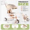 7-in-1 Tricycle for Toddlers 1-3 Years, Foldable Baby Trike Stroller with Steering Push Handle, Gift for Boys Girls 12 Months to 6 Years- Brown view 2
