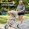 7-in-1 Tricycle for Toddlers 1-3 Years, Foldable Baby Trike Stroller with Steering Push Handle, Gift for Boys Girls 12 Months to 6 Years- Brown view 4