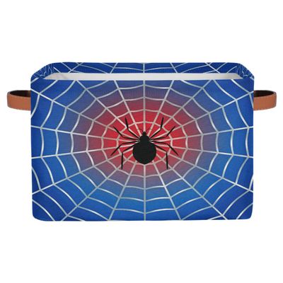 Ackutea Blue Spider Web Nursery Decor Storage Bins - Large Collapsible Rectangle Shelf Closet Organizer Baskets for Kids Dirty Clothes, Bedroom,Bathroom,Toy Bin,Gift Basket
