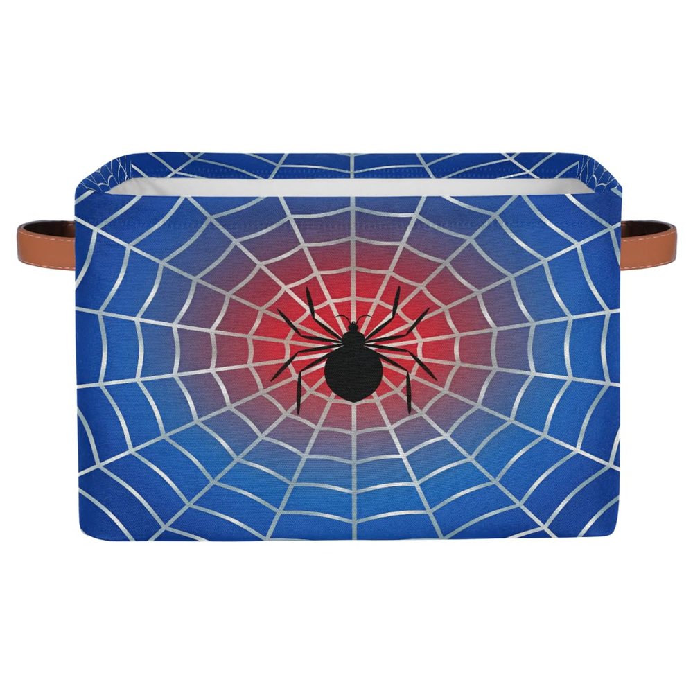 Ackutea Blue Spider Web Nursery Decor Storage Bins - Large Collapsible Rectangle Shelf Closet Organizer Baskets for Kids Dirty Clothes, Bedroom,Bathroom,Toy Bin,Gift Basket