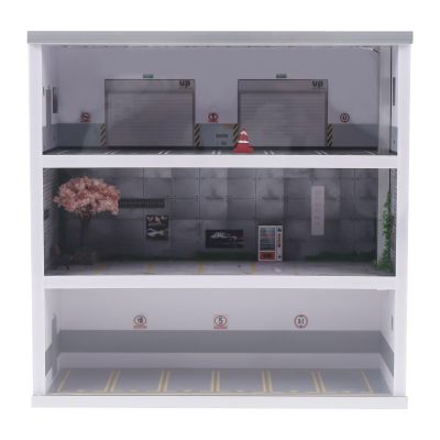 1:64 Parking Lot Display Car Garage Diorama Connector Scene Model,3 Tiers Parking Garage Dioramas Fits with Led Lighting & 17 Parking Spaces