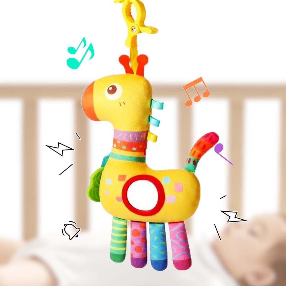 Cylazo Baby Hanging Toys, Plush Animal Stuffed Sensory Toys for Carseat Stroller Car Seat Crib Play Gym, Baby Toys for 0 3 6 9 12 Months, Baby Boys and Girls Gift (Giraffe)