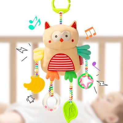 Cylazo Baby Hanging Toys, Plush Animal Stuffed Sensory Toys for Carseat Stroller Car Seat Crib Play Gym, Baby Toys for 0 3 6 9 12 Months, Baby Boys and Girls Gift (Owl)