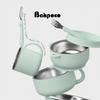 Bakpoco Kids Dinnerware Set - 6 Piese Toddler Plates and Suction Bowls Set with Kids Utensils&Cup, 2 IN 1 Stainless Steel & Silicone Baby Self Feeding Supplies, Sage view 4