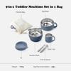 Bakpoco Kids Dinnerware Set - 6 Piese Toddler Plates and Suction Bowls Set with Kids Utensils&Cup, 2 IN 1 Stainless Steel & Silicone Baby Self Feeding Supplies, Navy view 2