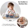Bakpoco Kids Dinnerware Set - 6 Piese Toddler Plates and Suction Bowls Set with Kids Utensils&Cup, 2 IN 1 Stainless Steel & Silicone Baby Self Feeding Supplies, Navy view 3