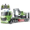 Fistone RC Semi-Trailer Truck & Excavator Toy Set, 1:12 Scale with Sound and Lights, 11CH 2.4Ghz Remote Control Flatbed Truck and Excavator Toys, Great Gift for Kids Boys view 1