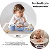 Bakpoco Kids Dinnerware Set - 6 Piese Toddler Plates and Suction Bowls Set with Kids Utensils&Cup, 2 IN 1 Stainless Steel & Silicone Baby Self Feeding Supplies, Blue view 4