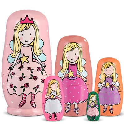 Gejoy 5 Pcs Russian Nesting Dolls Handmade, Fairy