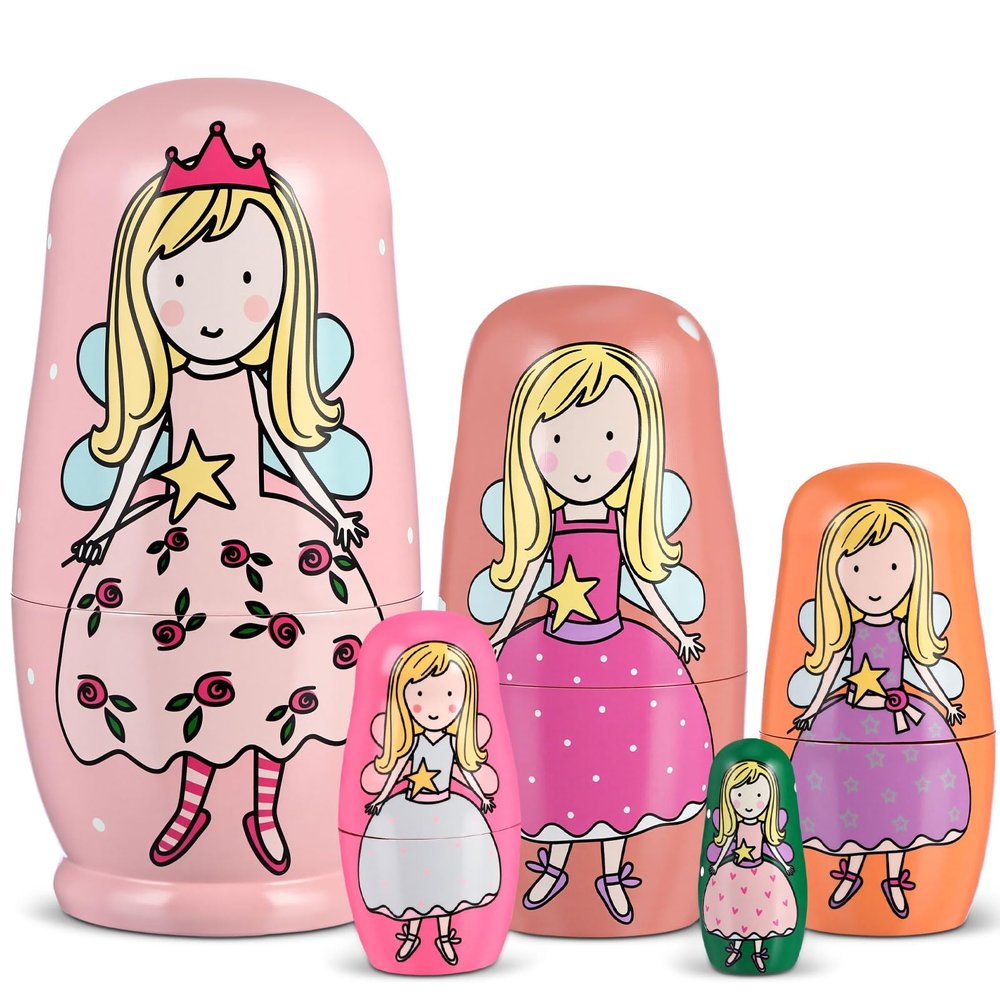 Gejoy 5 Pcs Russian Nesting Dolls Handmade, Fairy