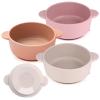 Eascrozn 3 Pack Baby Bowls with Suction, Stay Put Silicone Suction Bowls for Babies Toddler Kids, BPA Free, Soft Safe Baby Led Weaning Supplies for Food Bowl, Microwave and Dishwasher Safe,Purple view 1