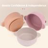 Eascrozn 3 Pack Baby Bowls with Suction, Stay Put Silicone Suction Bowls for Babies Toddler Kids, BPA Free, Soft Safe Baby Led Weaning Supplies for Food Bowl, Microwave and Dishwasher Safe,Purple view 4