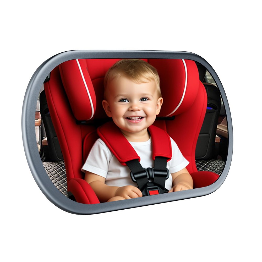 Baby Car Mirror for Backseat - Rear Facing Car Seat Mirror Safety for Infant Newborn - Easily Observe the Baby Move,Clear Wide View,360Rotation, Secure, Shatterproof - Grey