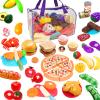 81PCS Cutting Play Food Sets for Kids Kitchen, Fake Food Toys with Storage Bag, Toy Food Set Pretend Food/Fruit/Vegetable Kids Play Kitchen Food Toys Christmas Birthday Gifts Toy for Toddler Children view 1