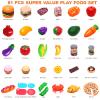 81PCS Cutting Play Food Sets for Kids Kitchen, Fake Food Toys with Storage Bag, Toy Food Set Pretend Food/Fruit/Vegetable Kids Play Kitchen Food Toys Christmas Birthday Gifts Toy for Toddler Children view 2