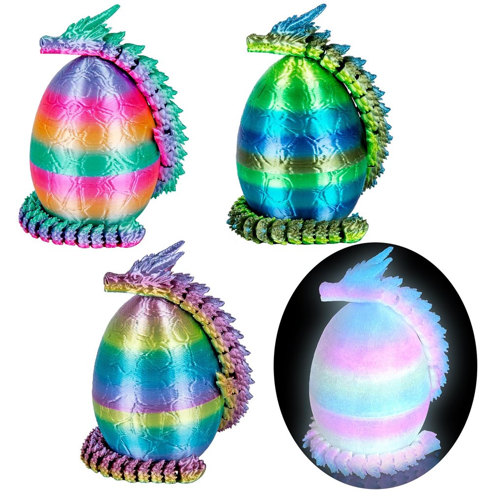 3Dgenius 4Pcs 3D Printed Dragon Eggs Mini Dragon Eggs with 8.86inch Dragon Inside 3D Printed Toys Dragon Toys for Kid & Adults, Easter Home Decor, 4Pack2