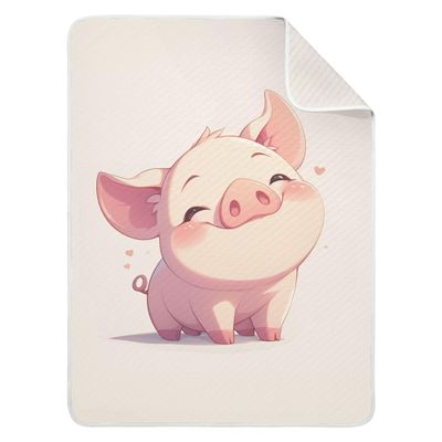 JUNZAN Cartoon Cute Pig Hearts Kids Blanket Cotton Cozy Newborns Swaddling Blankets for Sofa School Travel Nursery 40'' x 30''