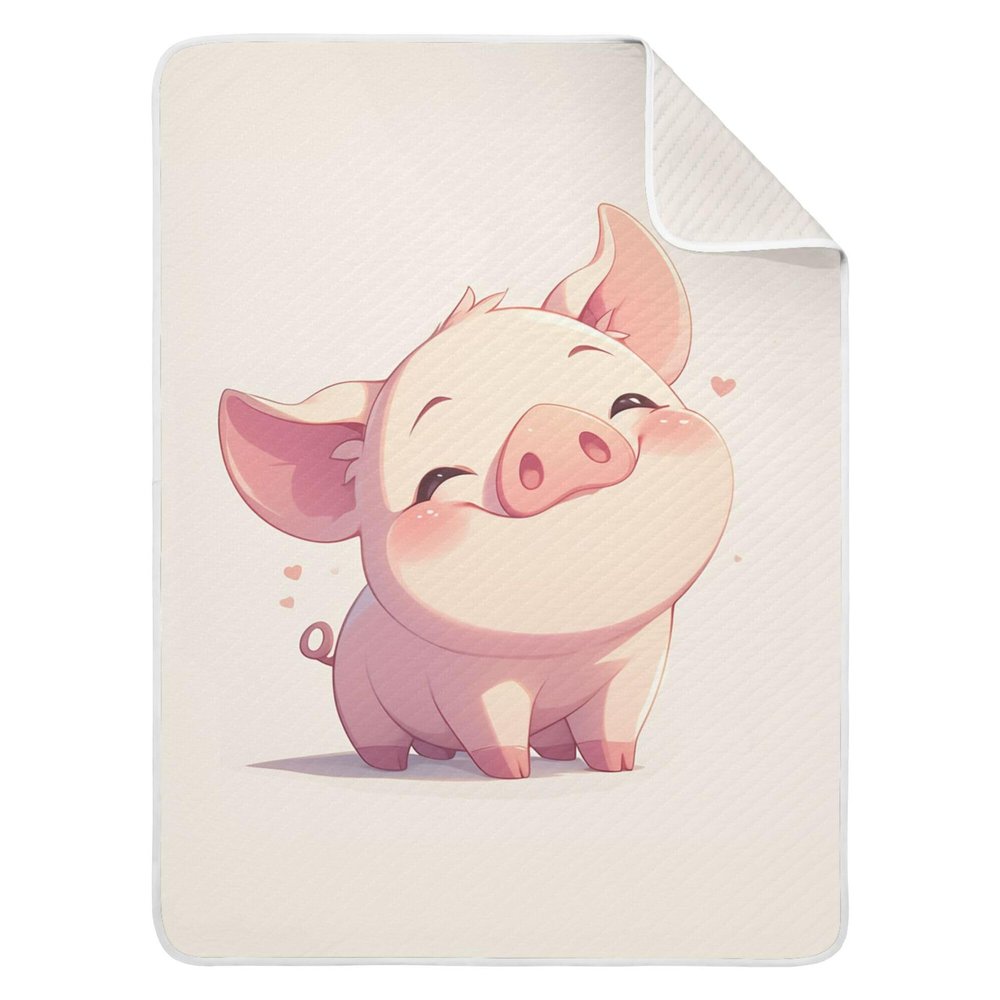 JUNZAN Cartoon Cute Pig Hearts Kids Blanket Cotton Cozy Newborns Swaddling Blankets for Sofa School Travel Nursery 40'' x 30''