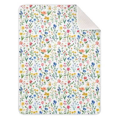 Florals Tulips Delphinium Iris White Blankets for Girls Soft Cotton Newborns Swaddling Blankets Presents for Baby 40'' x 30''