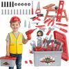 Fursnob 58-Piece Kids Tool Set with Realistic Power Toy Drill & Tool Box & DIY Stickers, Kids Construction Kits, STEM Pretend Play Boy Toys, for Toddlers Boy Ages 3-8 view 1