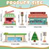 35 PCS Wooden City Play Set Wood Blocks Town Buildings Street Traffic Signs Cars Trees Pretend Play Toys for Play Mats Preschool Educational Learning Accessories Gift for Kids Boys Girls Toddler view 2
