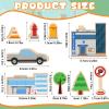 35 PCS Wooden City Play Set Wood Blocks Town Buildings Street Traffic Signs Cars Trees Pretend Play Toys for Play Mats Preschool Educational Learning Accessories Gift for Kids Boys Girls Toddler view 3