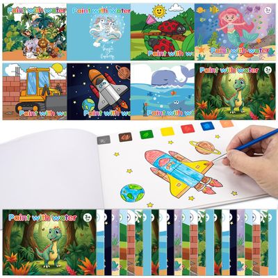 24 Pack Coloring Books Party Favors for Kids, 8 Theme Water Coloring Books Paint Sets for Kids, Art Craft Coloring Gift with Brush Classroom Prizes Return Gifts for Birthday