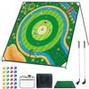 Mostop Large Golf Chipping Game Set, 70"x70" Large Chipping Mat with 20 Sticky Balls & 2 Adjustable Clubs, Indoor Outdoor Golf Practice for Backyard, Lawn, Yard Games Gift for Friends Family view 1