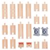 OLYCRAFT 20Pcs Wooden Train Track Railway Track Expansion Straight and Stop Trains Tracks Intersection Cross Tracks Gray Bridge Piers Compatible with Most Railway Trains for Table Activities Games view 1