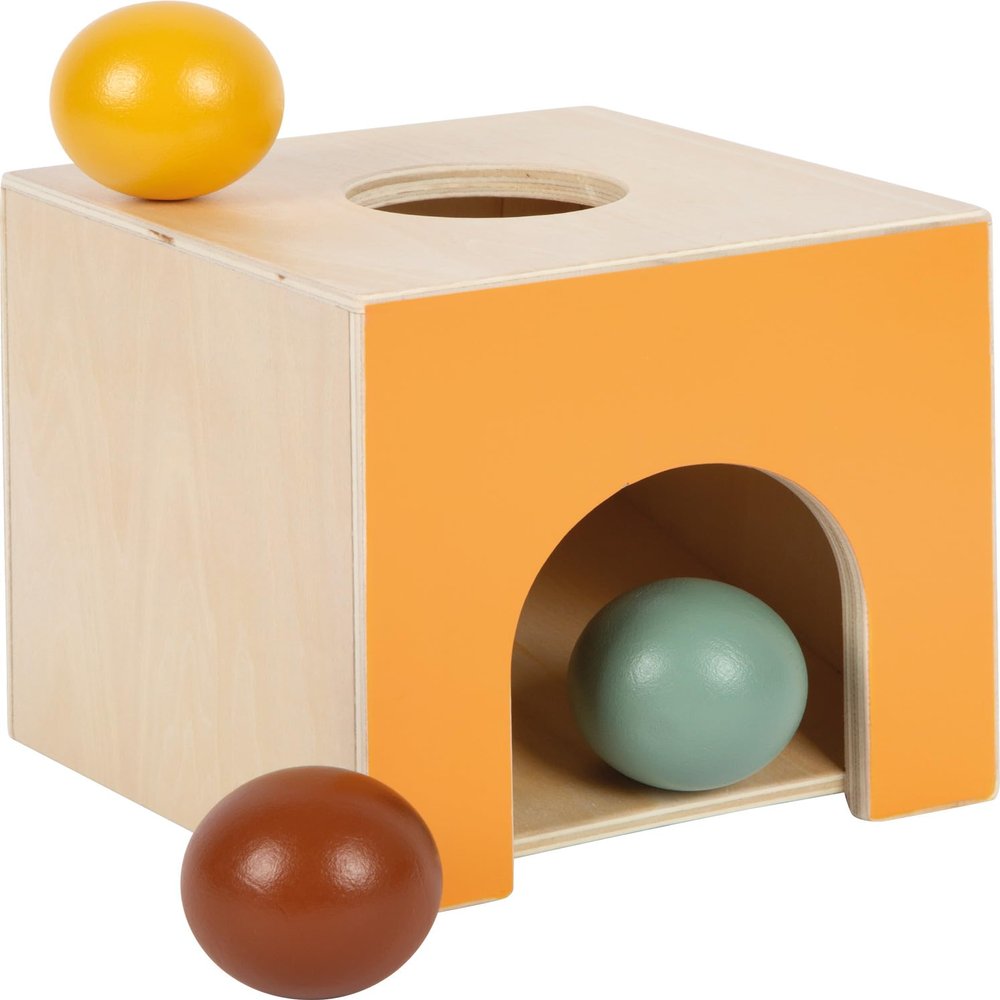 small foot Montessori Marble Box, 100% FSC Certified Wood, Educational Toy with 3 Balls, Toy for Children from 1 Year, 12744