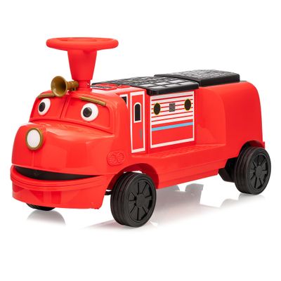 2 Seater 12V Ride on Train Trackless,Licensed by CHUGGINGTON Kids Train,Electric Car w/Height-Adjustable Seat, Under Seat Storage, Light,Hork,for Christmas Theme Gift 37+Months Kids(Red,No Carriage)