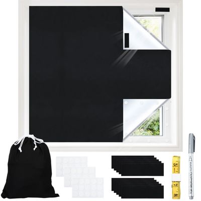 11857 Inch Travel Cut-to-Fit Blackout Shade with Accessories  DIY Temporary Curtain for Window, Nursery, Bedroom, Office, Includes Bag & Fasteners
