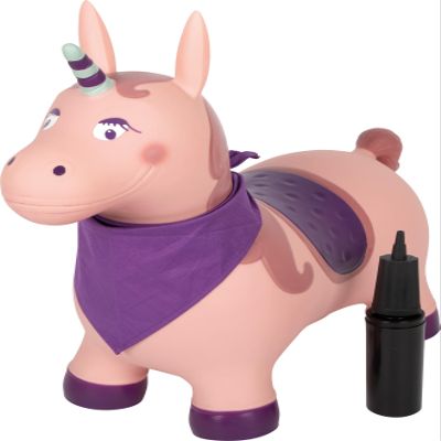 small foot Jumping Animal Unicorn Inflatable Jumping Toy with Neckerchief and Air Pump, for Indoor and Outdoor Use, up to 50 kg, for Children from 2 Years, 12786