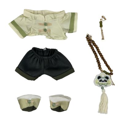 niannyyhouse Plush Doll Clothes Panda Outfit Set, 8 Inch, with Coat, Pants, Shoes, Pendant, Necklace, Earrings, 20cm Stuffed Toy Dress Up Accessories