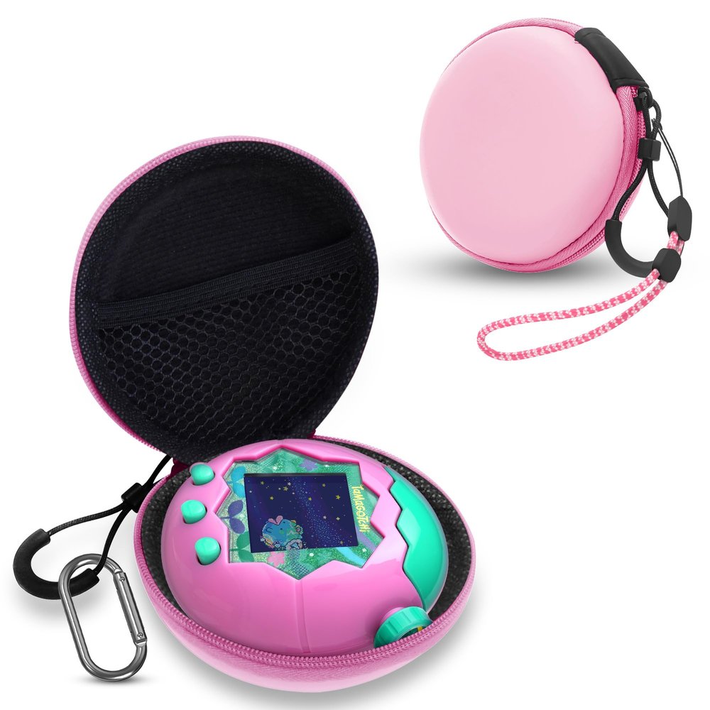 FIOPAZ Carrying Case for Tamagotchi Paradise/Nano-MALS, Hard EVA Portable Storage Protector Cover with Lanyard & Carabiner for Kids, Case Only (Pink)