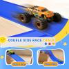 Flexible Race Tracks for Kids, 16Ft Flex Race Car Ramp Track Set with Hot Wheel Race Car Track & 16 Suction Cup Roll Up Track DIY Monster Truck Track Toys for Boys Girls Age 3+ Birthday Gift - Blue view 4
