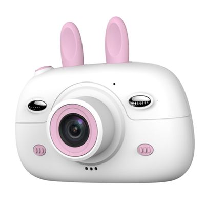 Abaodam Dual Lens Digital Camera with Screen Face Recognition Auto Drop Silicone Mini Cartoon Pink Camera for Photography