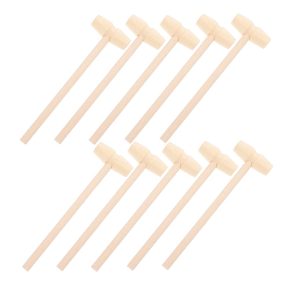 HOOTNEE 10pcs Mini Wooden Hammer for Boys Educational Beat for Hand Eye Coordination Dexterity Development Safe Pounding Mallets