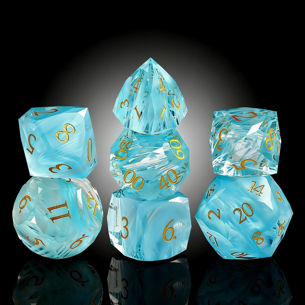 7-Piece Diamond Cut Dice Set D&D Set for Dungeons and Dragons, RPG, Tabletop Games, remium Gift Box & Durable Design