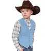 Retro Boys Western Vest for Toddler Kids Sky Blue Suede Cowboy Style Costume Vest Casual Waistcoat Size 2T view 1