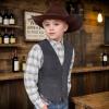 Retro Boys Western Vest for Toddler Kids Sky Blue Suede Cowboy Style Costume Vest Casual Waistcoat Size 2T view 4